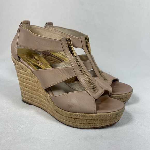 Michael Kors Zip-Front Espadrille Wedge Sandal Size 7.5M - Picture 1 of 1